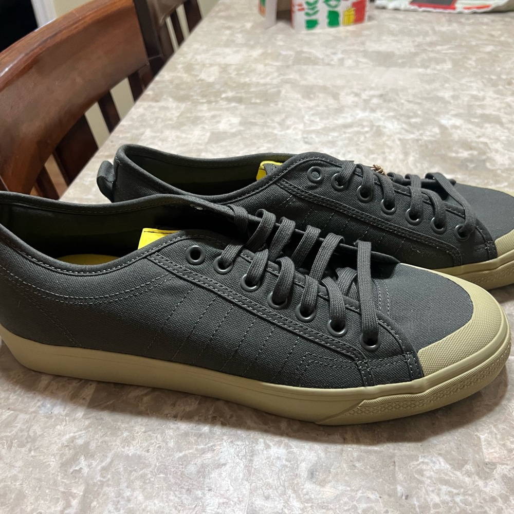 Adidas Men's Charcoal and Beige Sneakers